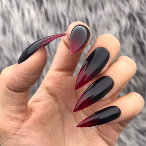 Vamp Black Red Ombre Glossy Halloween Press on Nails Any - Etsy | Red ...