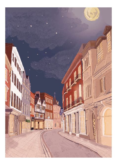 "Trinity Street, Cambridge, England" Art Print – Cambridge Purple