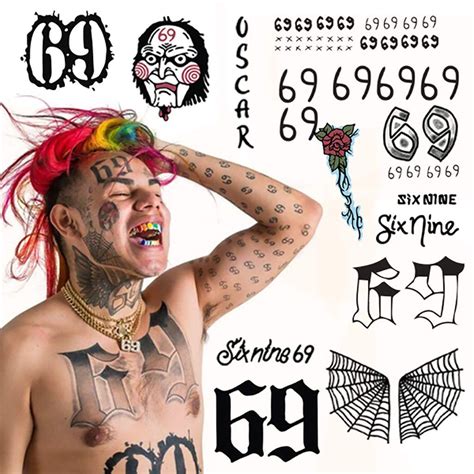 BONUS PACK: Tekashi 6Ix9Ine Temporary Tattoos | Includes FACE, ARM ...