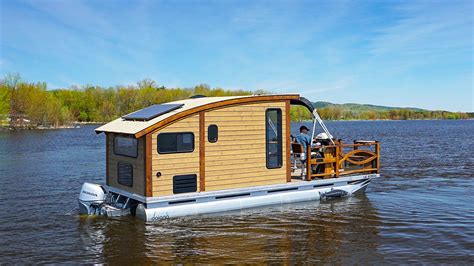 Woodworker Builds the Perfect Tiny Houseboat | House boat, Boat ...