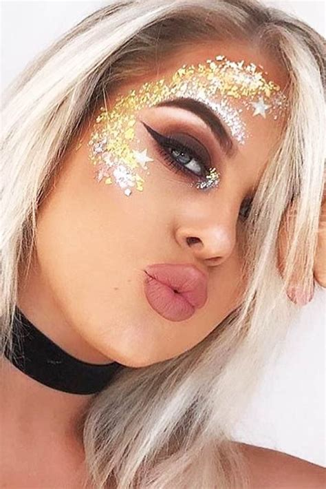 16 Ideas How To Use A Gold Glitter | Glitter face makeup, Festival ...