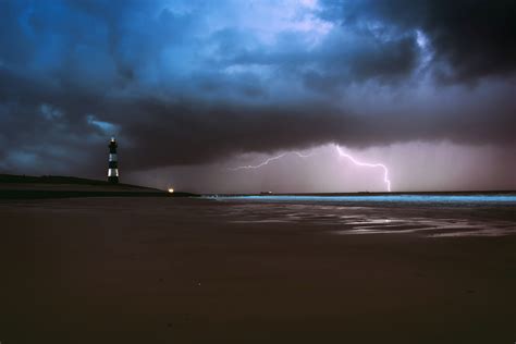 Lighthouse Lightning Sea Ocean Beach Weather 5k, HD Nature, 4k ...