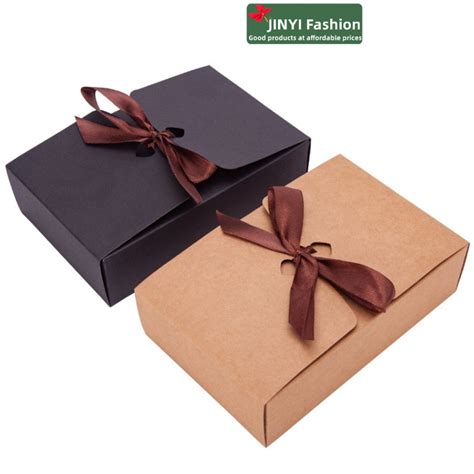 4 sizes gift box kraft paper box ~ bow gift holiday birthday gift ...