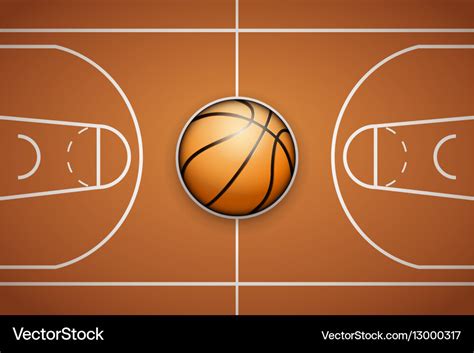 Poster template of basketball ball and field Vector Image