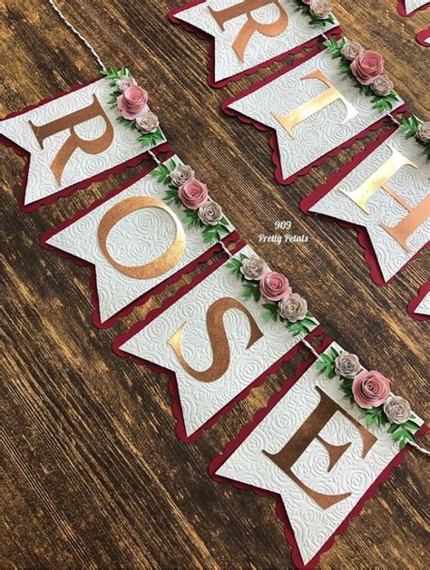 Floral Happy Birthday Banner with paper flowers and embossing | Etsy