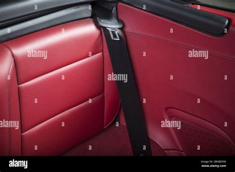 Interior of a modern red luxury sport car Stock Photo - Alamy