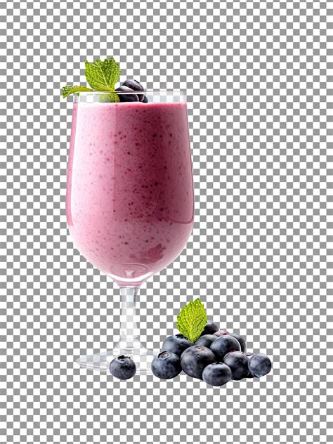 Premium PSD | Tasty blueberry smoothie glass isolated on transparent ...