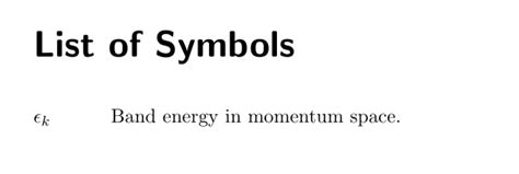 spacing - list of symbols with glossaries package: space between symbol ...