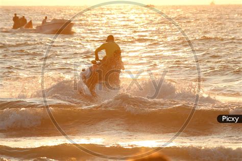 Image of sunset and water sports at malpe beach udupi karnataka ...