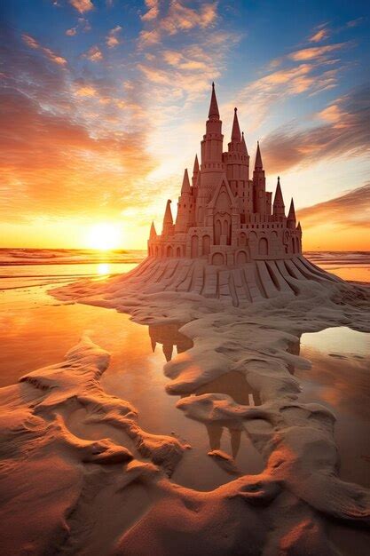 Premium AI Image | A sand castle on a beach