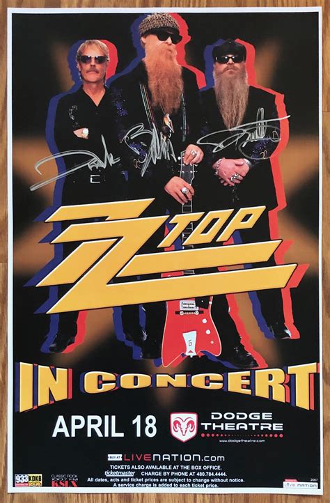 Sold Price: ZZ Top Poster Signed In-Person 2007 - February 6, 0121 10: ...