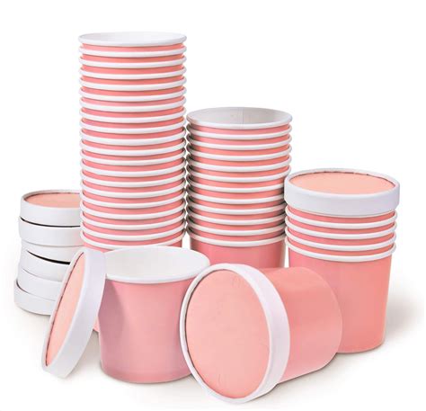 Paper Ice Cream Cups with Lids, 40-Pack 325ml Soup Cups with Lids ...