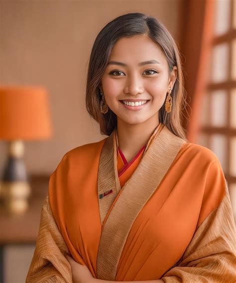 Premium AI Image | Portrait of a young and proud bhutanese women