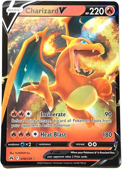 Amazon.com: Pokemon - Charizard V 018/159 - Crown Zenith - Ultra Rare ...