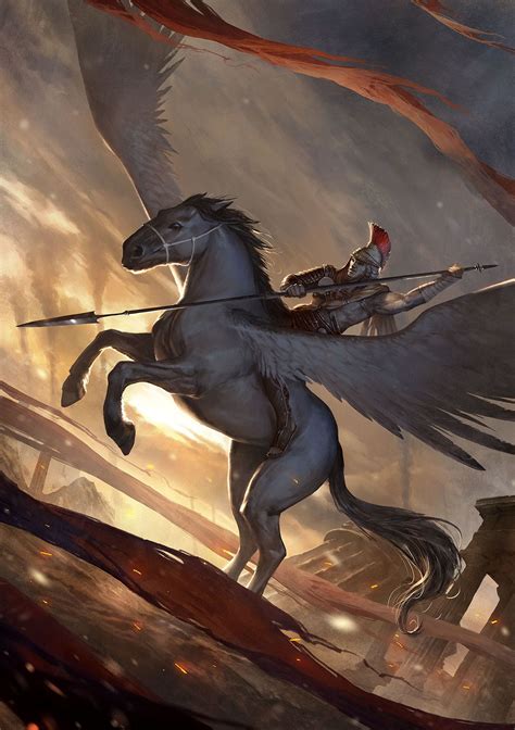 Pegasus & Bellerophon by Pascal Quidault | Pegasus art, Mythology art ...