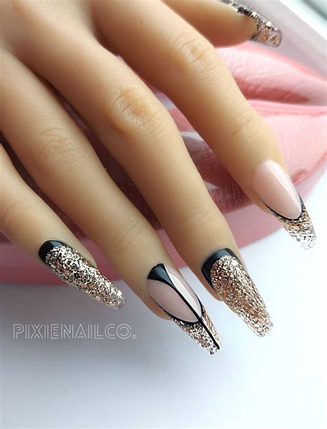 Gold Glitter Press on Nails Hard Gel Press Ons Luxury Custom - Etsy