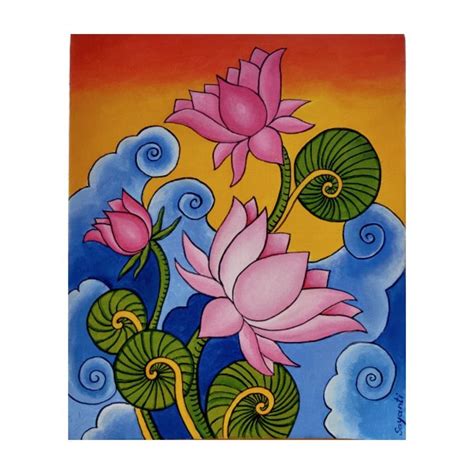 Lotus - Kerala Mural style painting. | Mural art design, Mural painting ...