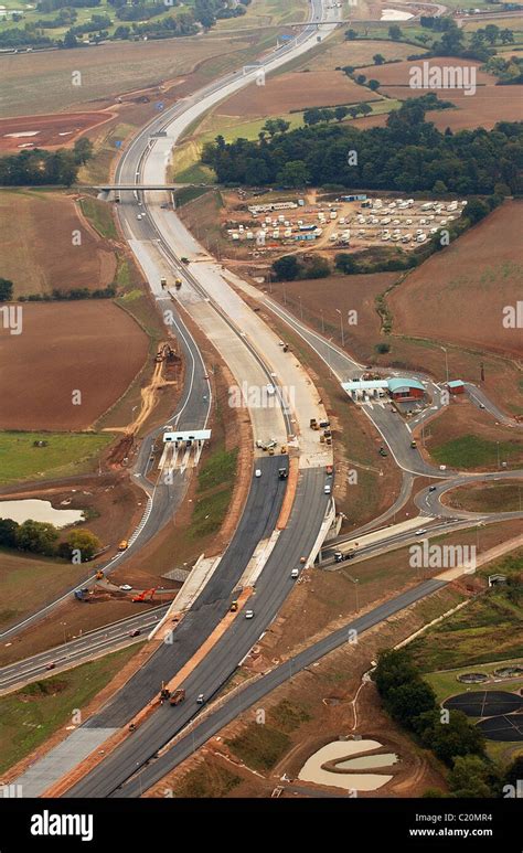 Aerial view of the M6 Toll motorway under construction 2003 Stock Photo ...