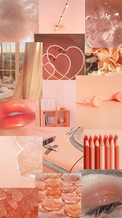 peach collage | Peach wallpaper, Light peach aesthetic wallpaper, Pink ...