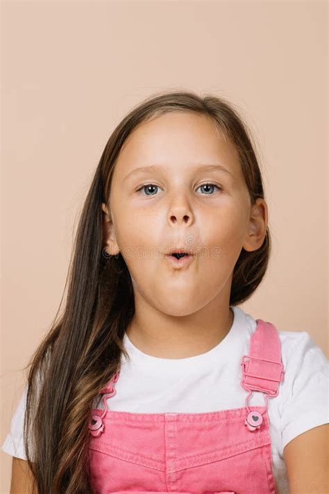 Portrait of Female Kid with Shining Bright Eyes, Narrowly Opened ...