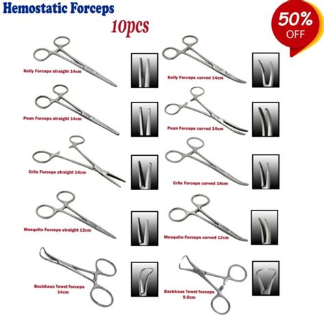 Range of Surgical Hemostatic Hemostats Clamp Locking Forceps Animal ...