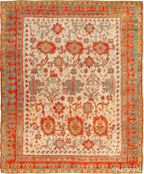 Primitive Turkish Oushak Rug 49075 by Nazmiyal