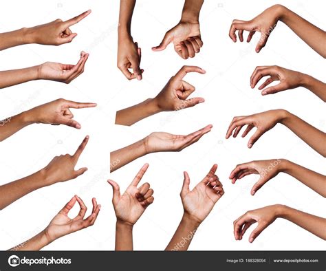 Set of various hand gestures isolated on white — Stock Photo © Milkos ...