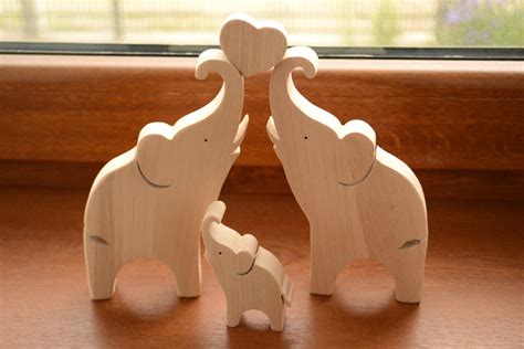 Wooden elephants family - Puzzle toy - Animal puzzle - Educational toy ...