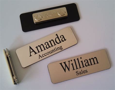 Custom Employee Name Tag smth Silver w Corner Rounds & magnet ...