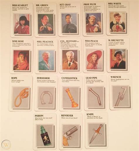 Clue Weapon Cards