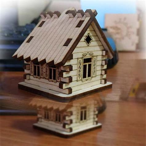 Wooden Mini House Model Decoration Template Laser Cut Vector | Vectors File