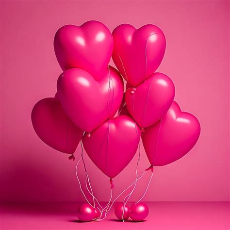 Premium Photo | Bunch of pink heart shaped balloons on pink background ...