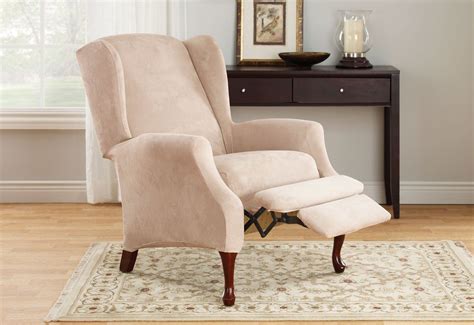 Stretch Suede Reclining Wing Chair Slipcover | Machine Washable in 2019 ...