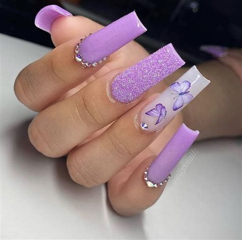 Purple acrylic nails | Purple acrylic nails, Lilac nails, Long square ...