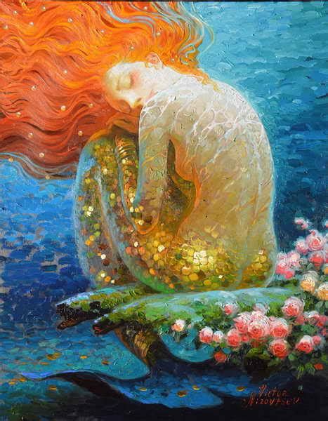 sitting red hair mermaid painting - Google Search | Mermaid painting ...