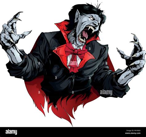 angry vampire in hood painted on white background Stock Vector Image ...