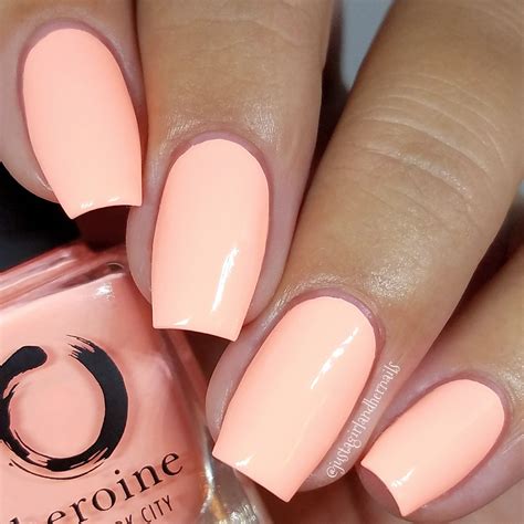 neon coral pastel nail polish | PEACH PLEASE by heroine.nyc