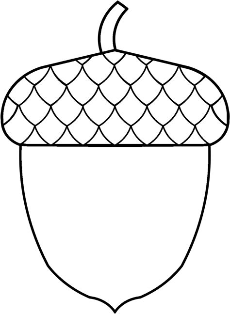 Acorn Printable Template Fall Coloring Autumn Sketch Coloring Page