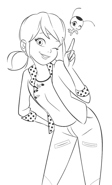 Miraculous Ladybug coloring pages with Marinette - YouLoveIt.com