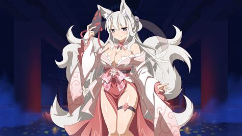 Wallpaper : illustration, anime, fox girl, kitsunemimi, sakura dungeon ...