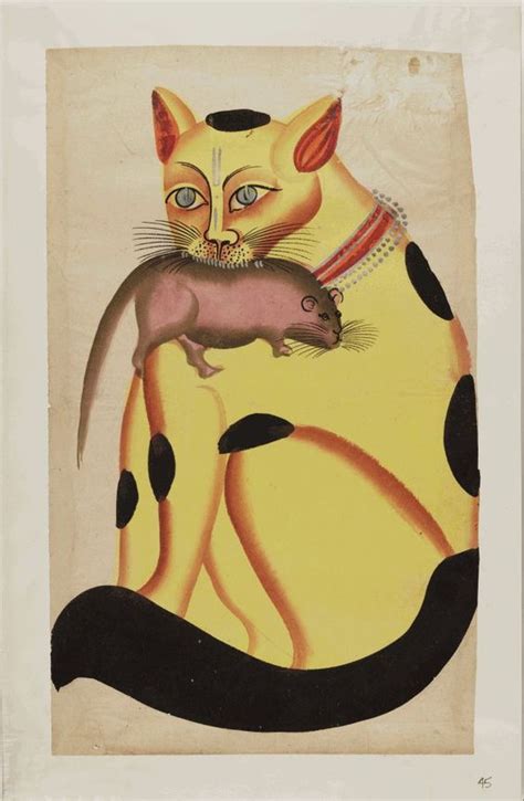 Kalighat paintings – cat holding mouse in mouth. Kalighat painting ...