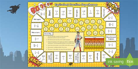 Equivalent Fractions Superheroes Board Game (teacher made)