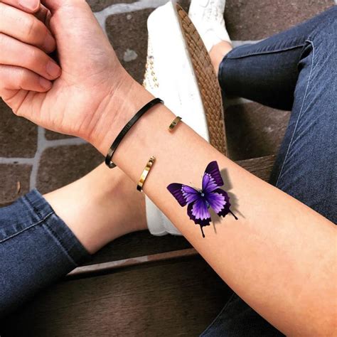 Purple Butterfly Temporary Fake Tattoo Sticker Set of 2 | Etsy ...