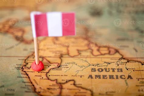 the flag of Peru on the world map. 5326380 Stock Photo at Vecteezy