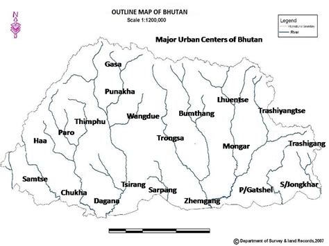 Karma Wangda (Tokorongpa): OUTLINE MAP OF BHUTAN SHOWING 20 DZONGKHAGS