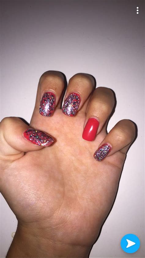 Red sparkly acrylics | Nails, Red, Acrylic