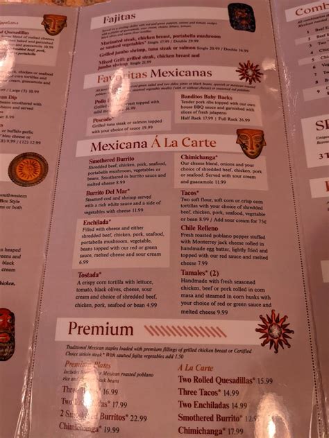 Menu at Los Banditos restaurant, Green Bay, W Mason St