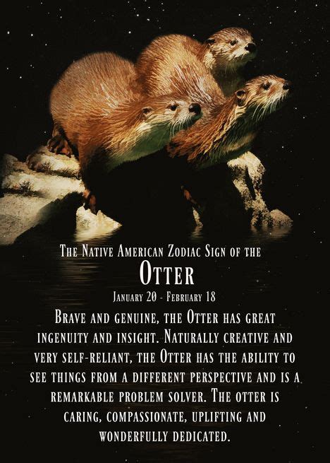 The Native American Sign of the Otter, the Traditional Aquarius, card ...