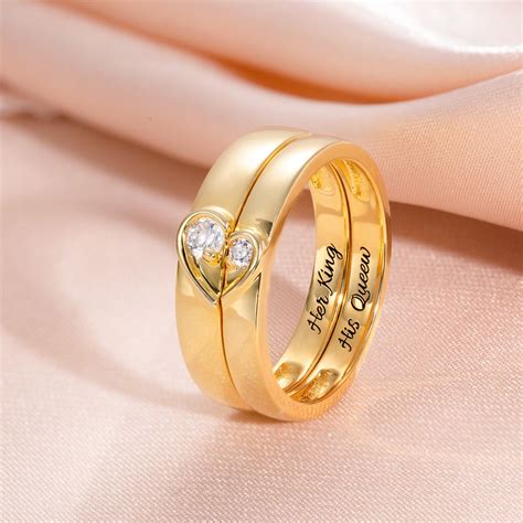 Personalized Half Heart Shaped Ring for Couple | Couple ring design ...