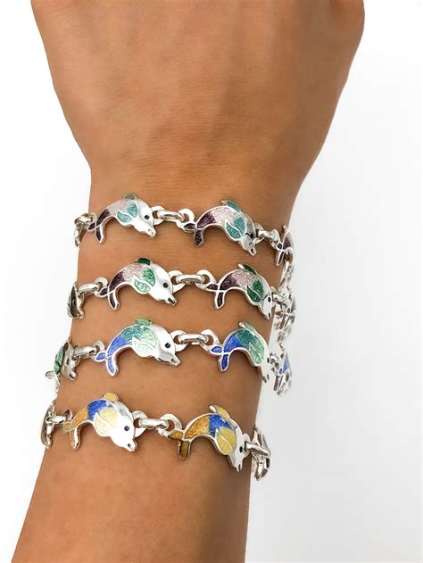 Dolphin Bracelet Silver & Enamel Bracelet Vintage Silver | Etsy